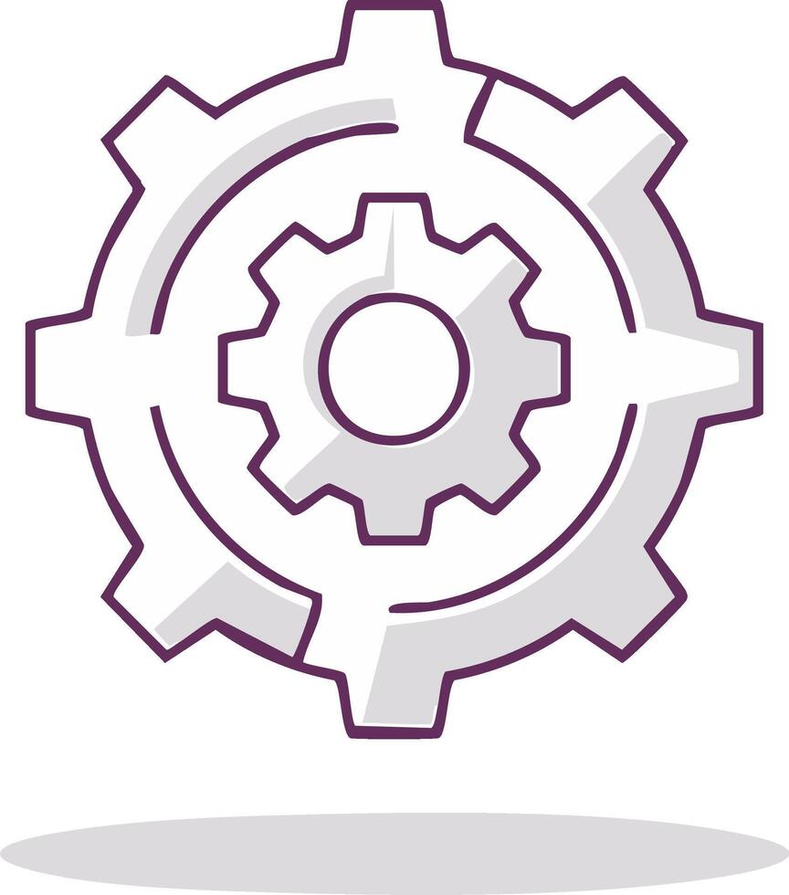Outline Illustration of Two Interlocking Gears Symbolizing Industrial Processes and Mechanical Technology vector