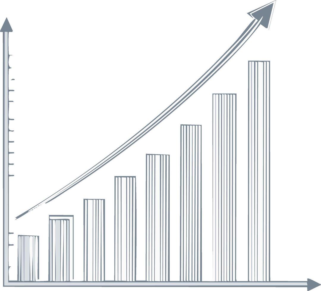 Stylized Bar Graph with Upward Trending Arrow Indicating Growth and Progress vector