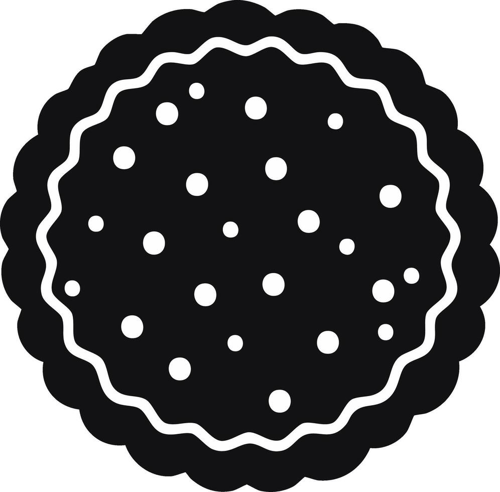 Simple Scalloped Edge Round Cookie Icon with Dots vector