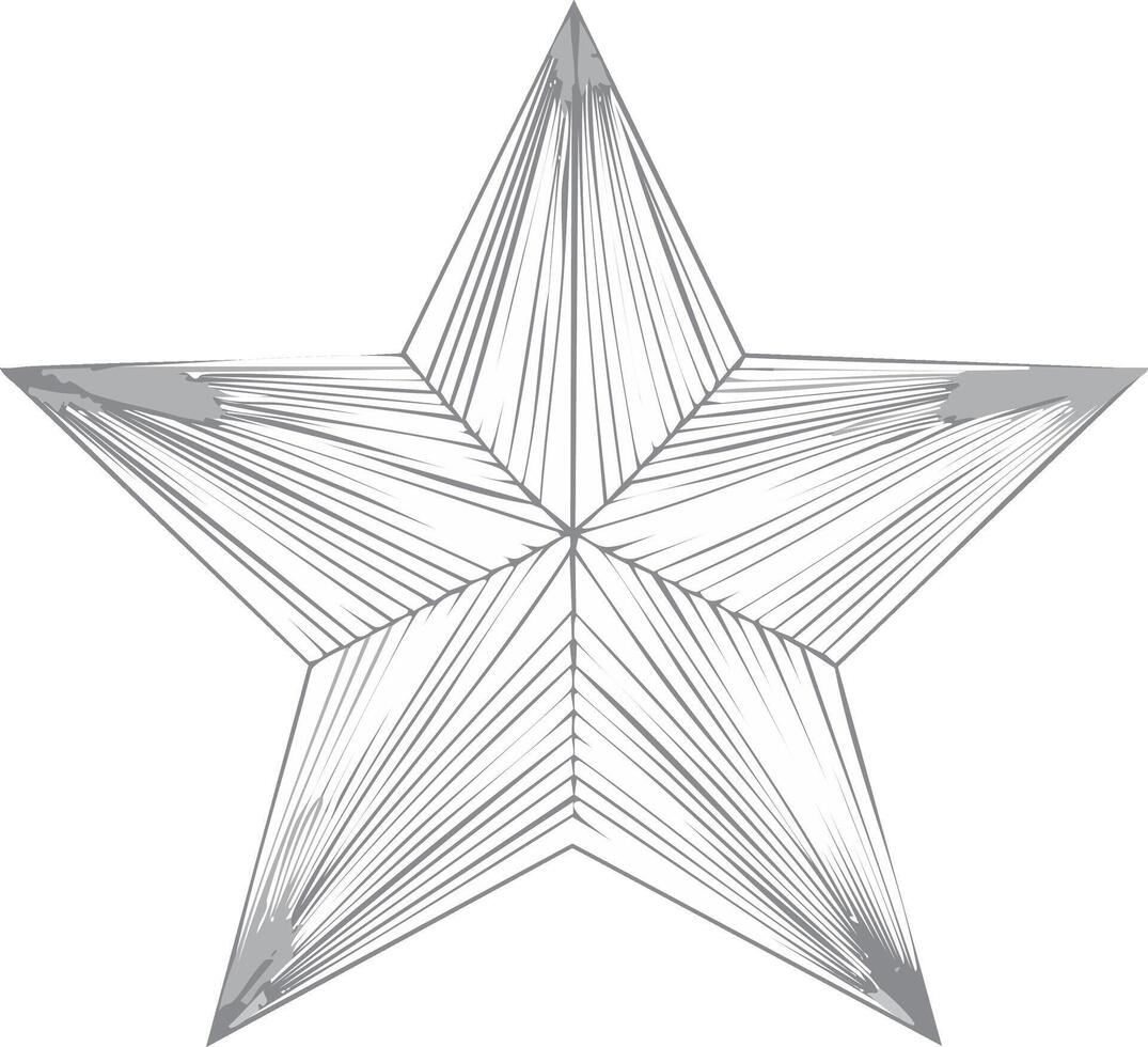 Five-pointed Star with Radiating Lines in Minimalist Style, Abstract Geometric Shape vector