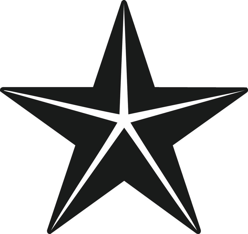 Black five pointed star icon with geometric lines a simple modern symbol shape design element vector