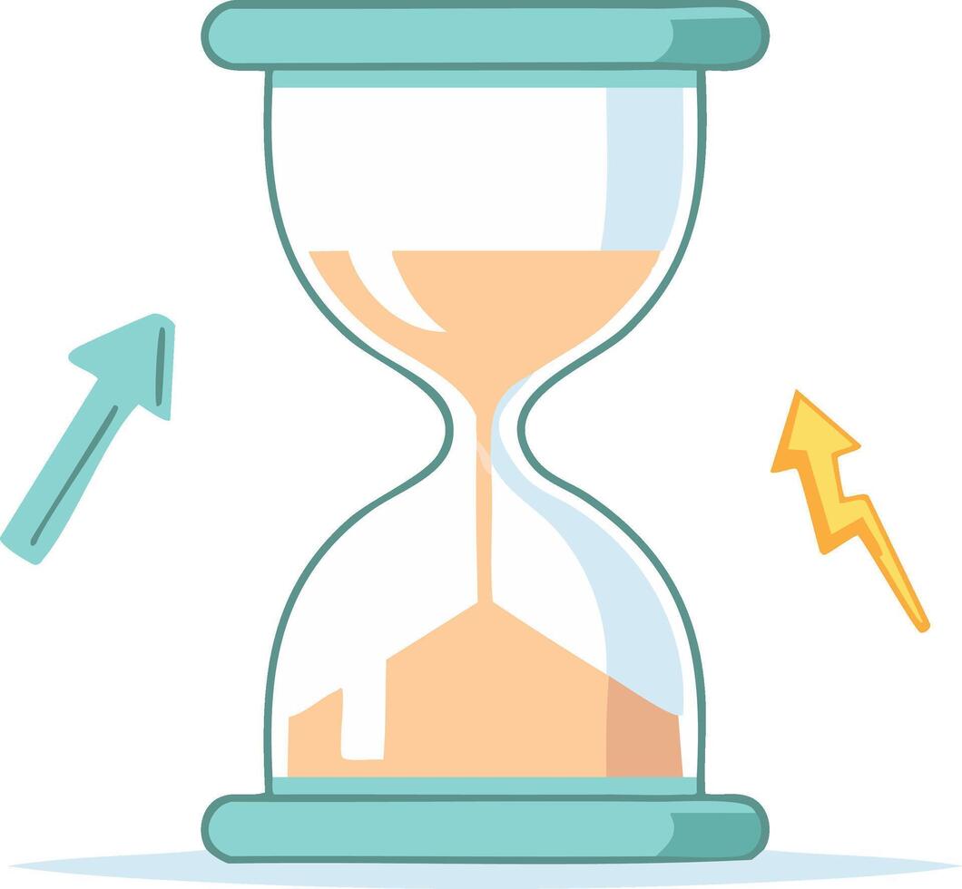 reloj de arena con flechas representando hora y Progreso vector