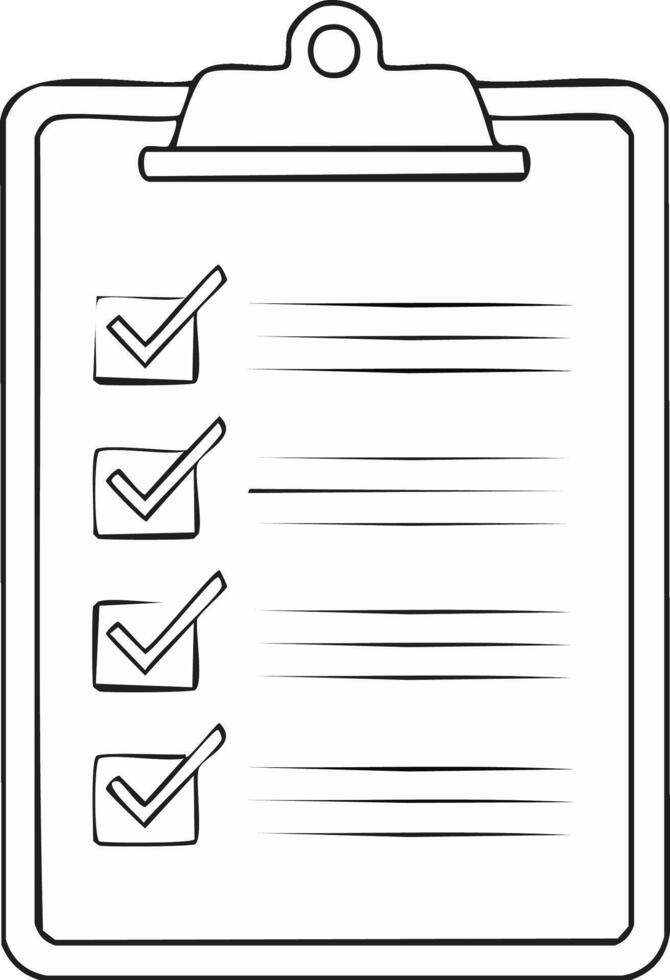 Checklist on Clipboard - Hand Drawn Illustration of Task List and Complete Tasks vector