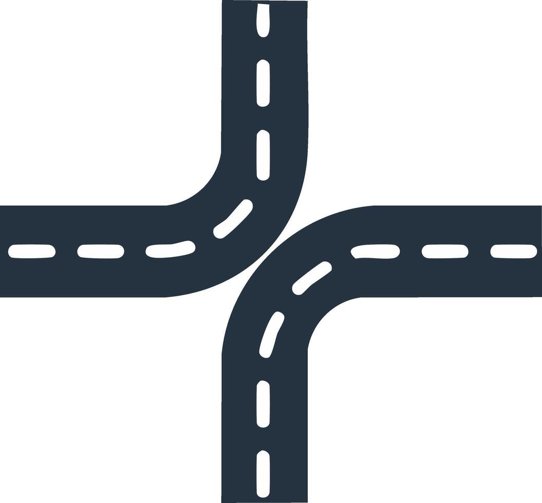 Complex highway interchange icon with curved roads and overpass junction vector