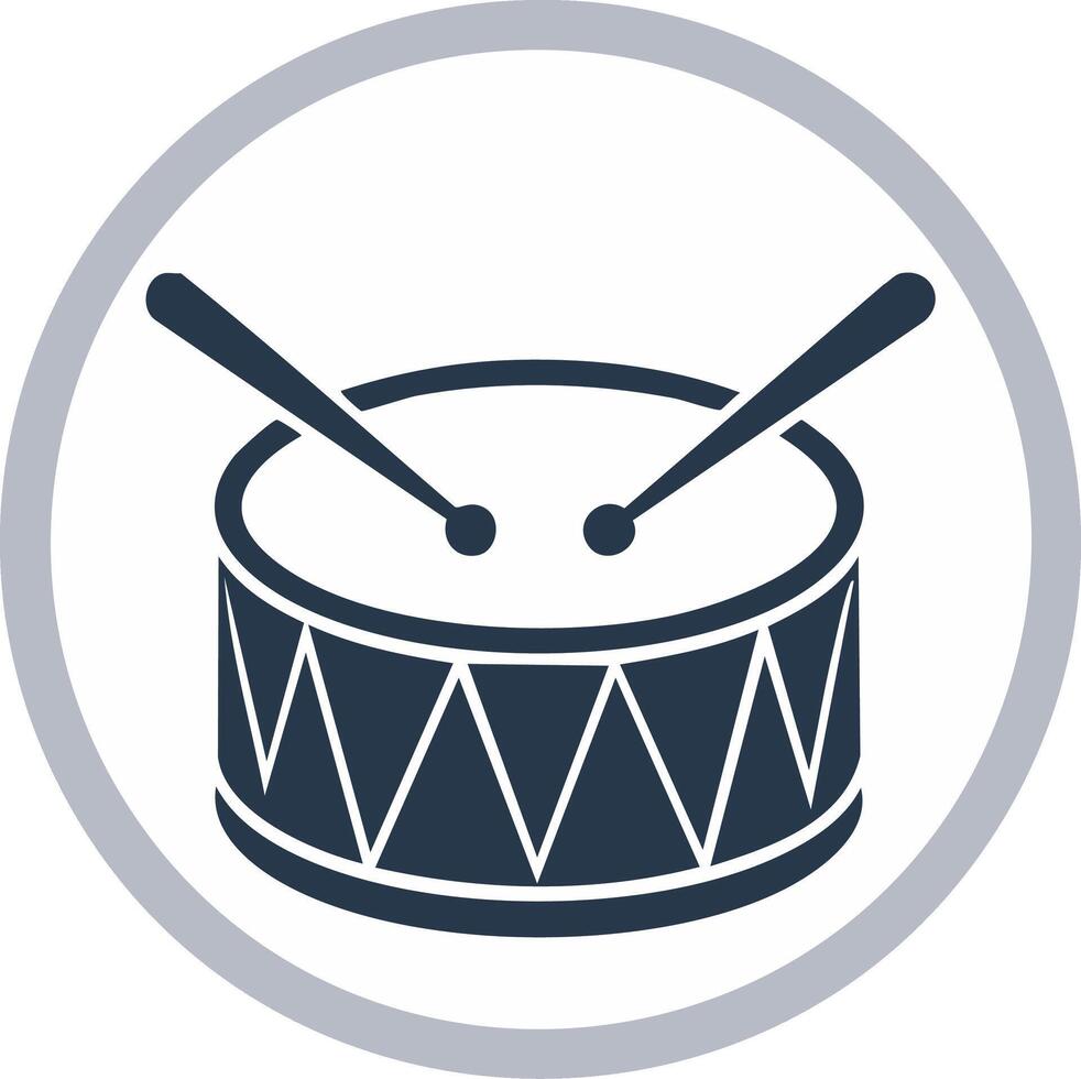 Drum Icon in a Circle Frame with Drum Sticks vector
