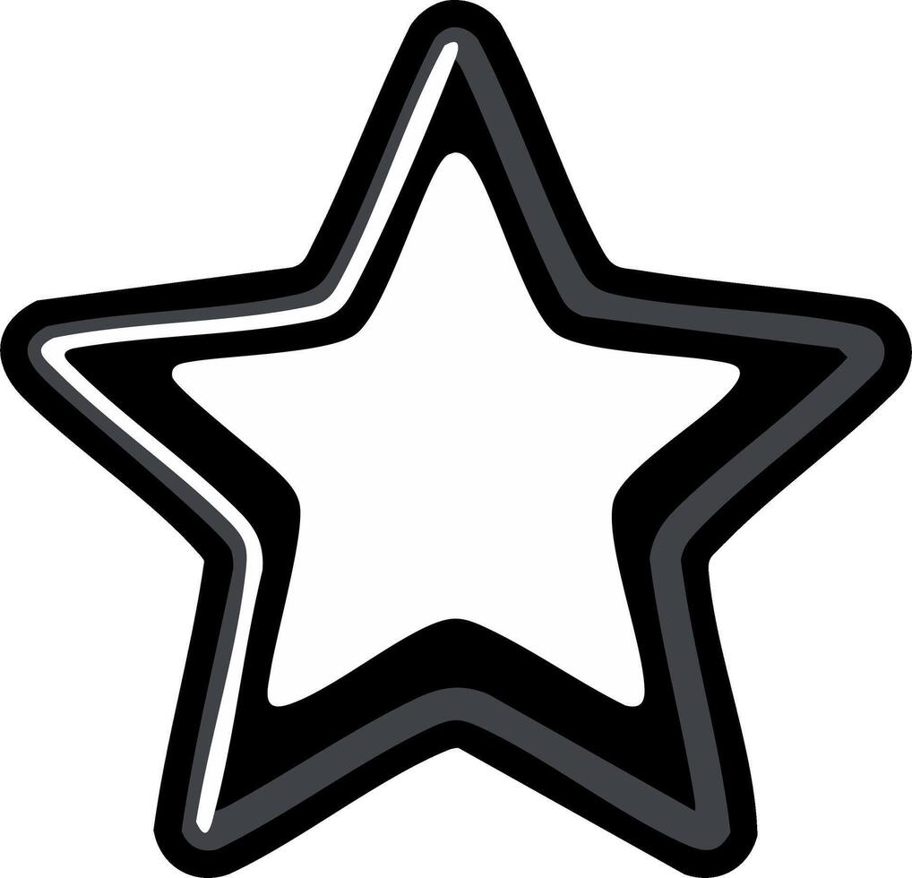Bold black and white retro star icon with a layered outline. A simple five point shape for awards and ratings vector
