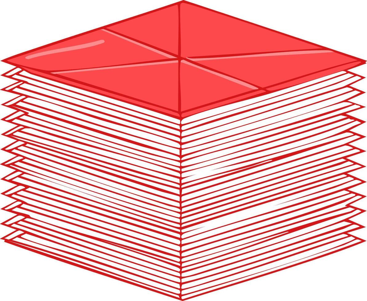 Stack of red envelopes and papers illustration vector