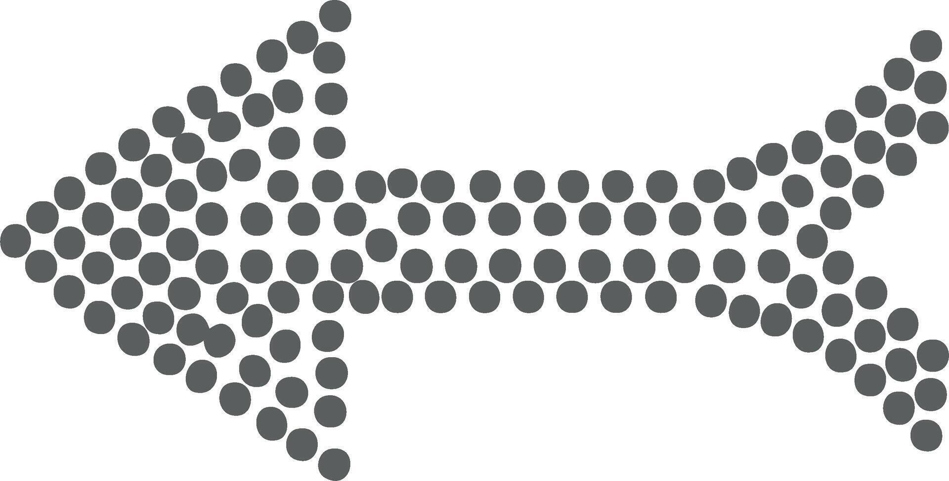 Abstract arrow icon made of gray dots pointing left in a mosaic style vector