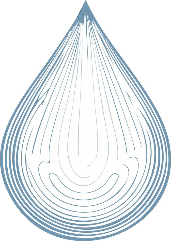 Abstract Blue Water Drop Shape With Concentric Lines and Subtle Face Form vector