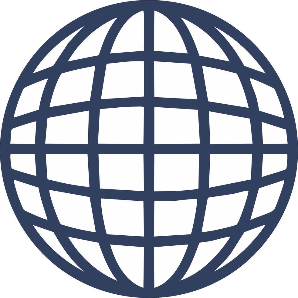 Global Grid Sphere Icon. World Globe Outline Symbol with Meridians and Parallels vector