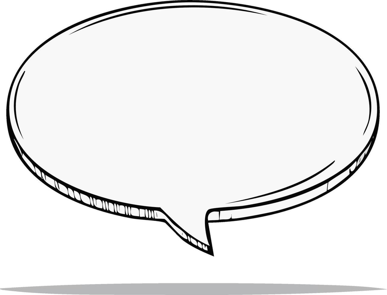 Hand drawn cartoon style blank oval speech bubble for text message communication design element vector