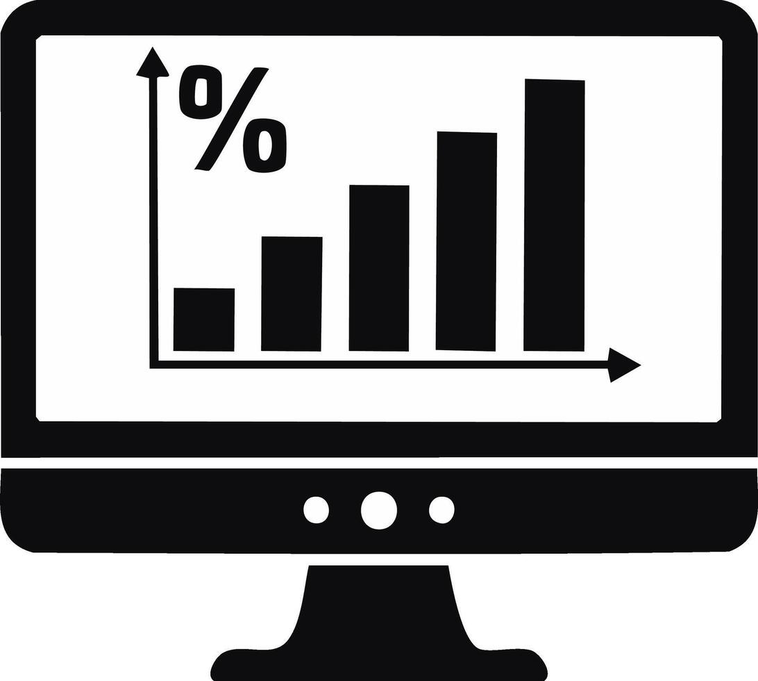 Screen Displaying Progress Bar Chart with Percentage Symbol Upward Trend vector