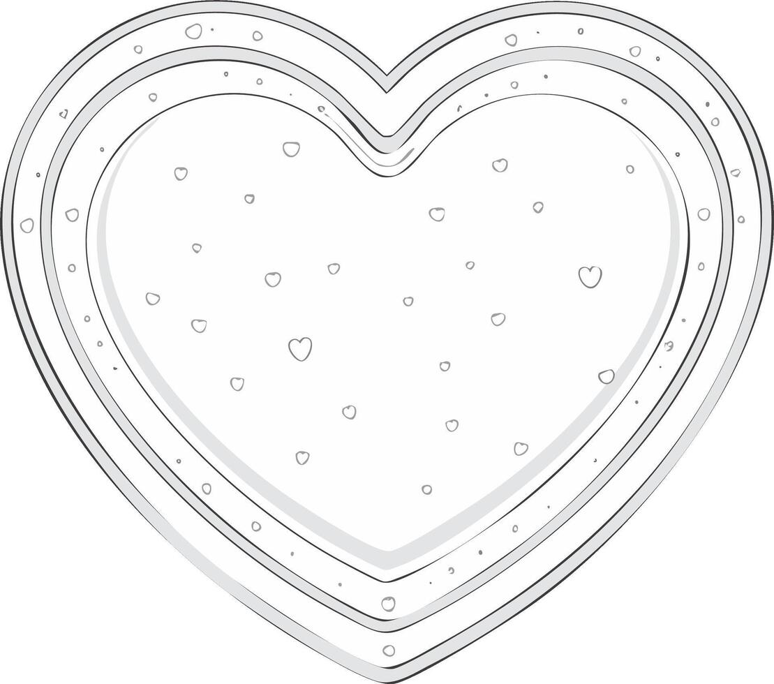 Decorative grayscale heart illustration with layered outlines and tiny hearts pattern vector