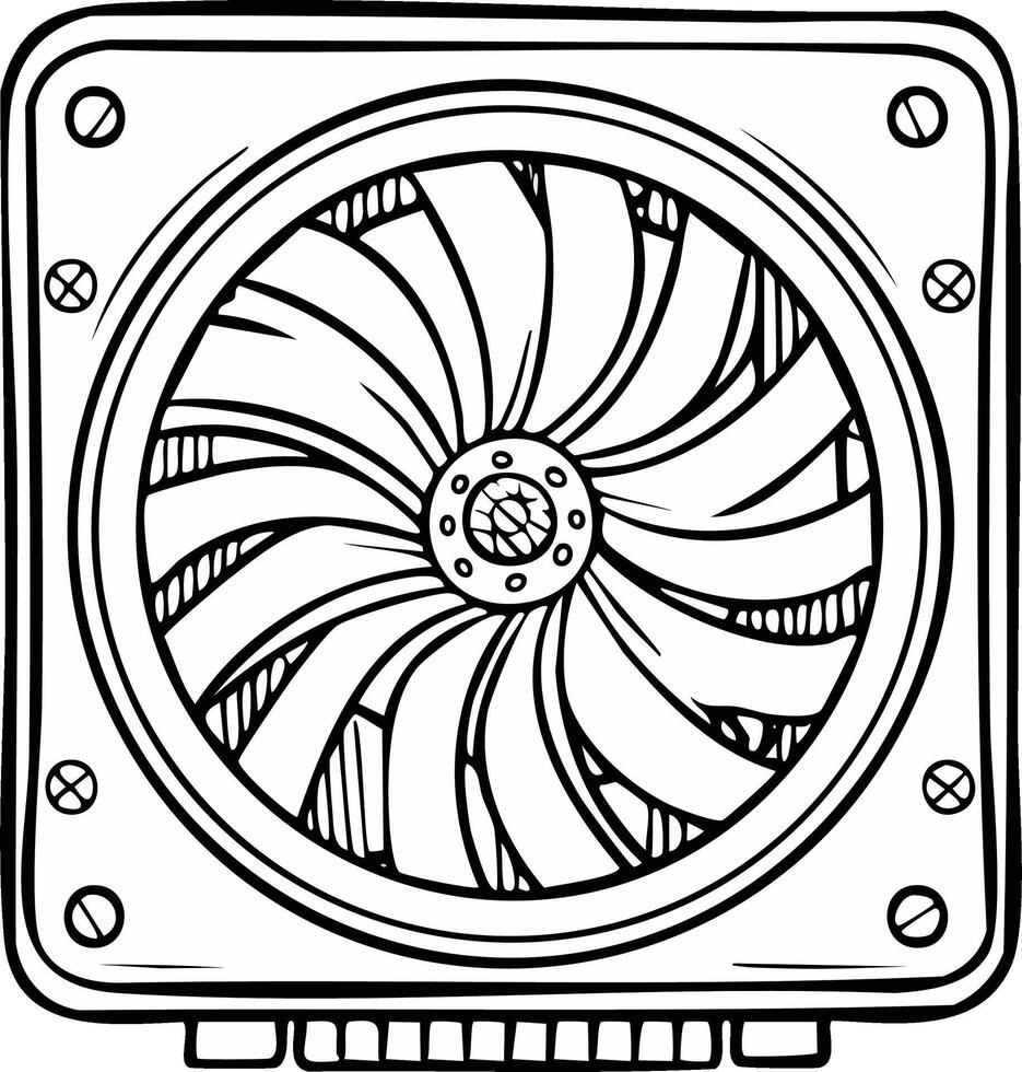 Hand Drawn Cooling Fan for Electronics and Computer Components vector
