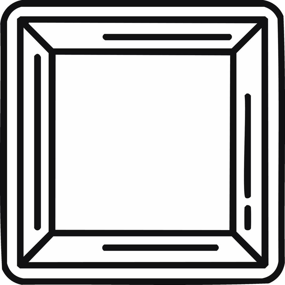 Simple square border element with perspective lines in black outline style vector