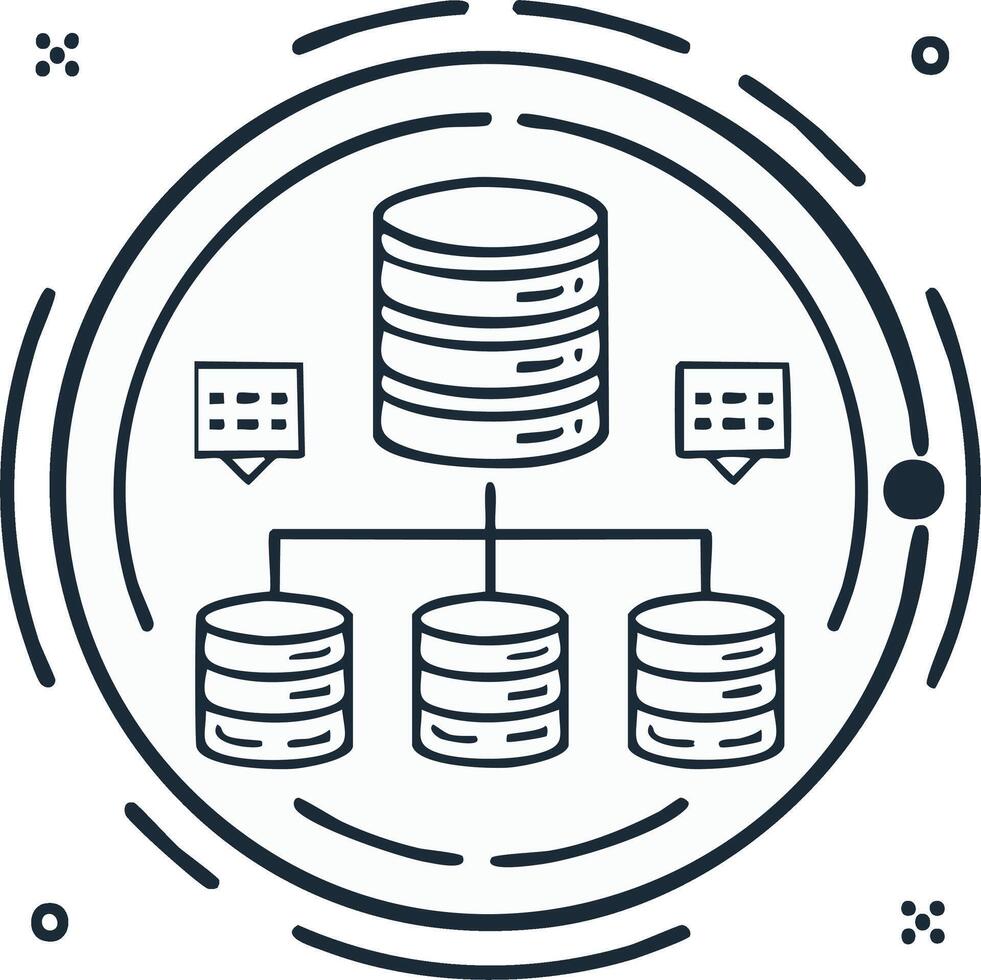 Data Servers Network Connection Outline Icon Concept for Database Architecture vector