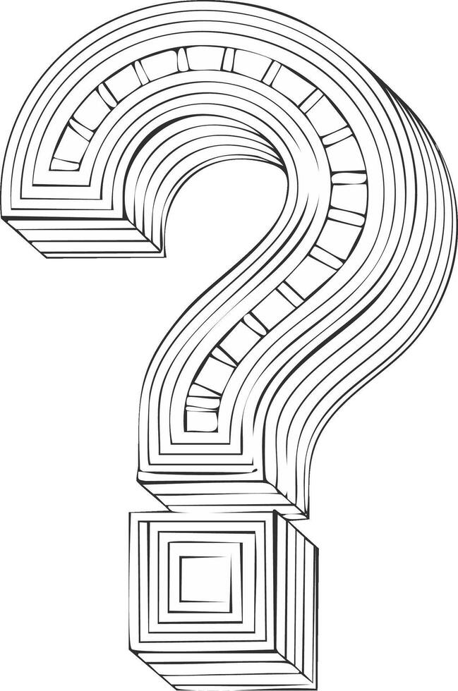 Abstract Question Mark Symbol Drawing Layers of Geometric Shapes Line Art vector