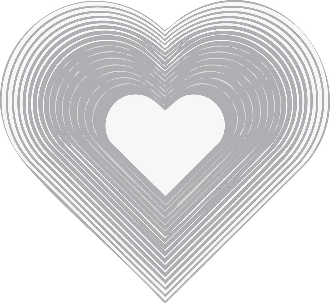 Concentric heart shape with graduating grey lines vector