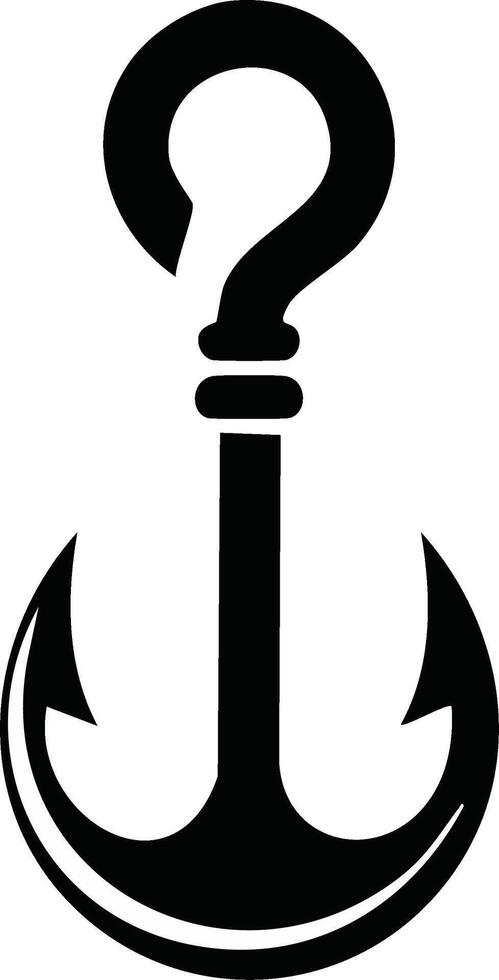 Conceptual anchor icon combined with a question mark symbol for concepts of uncertainty and mystery vector