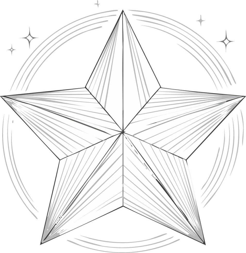 Abstract shining star icon with decorative geometric facets and sparkling halo design element vector