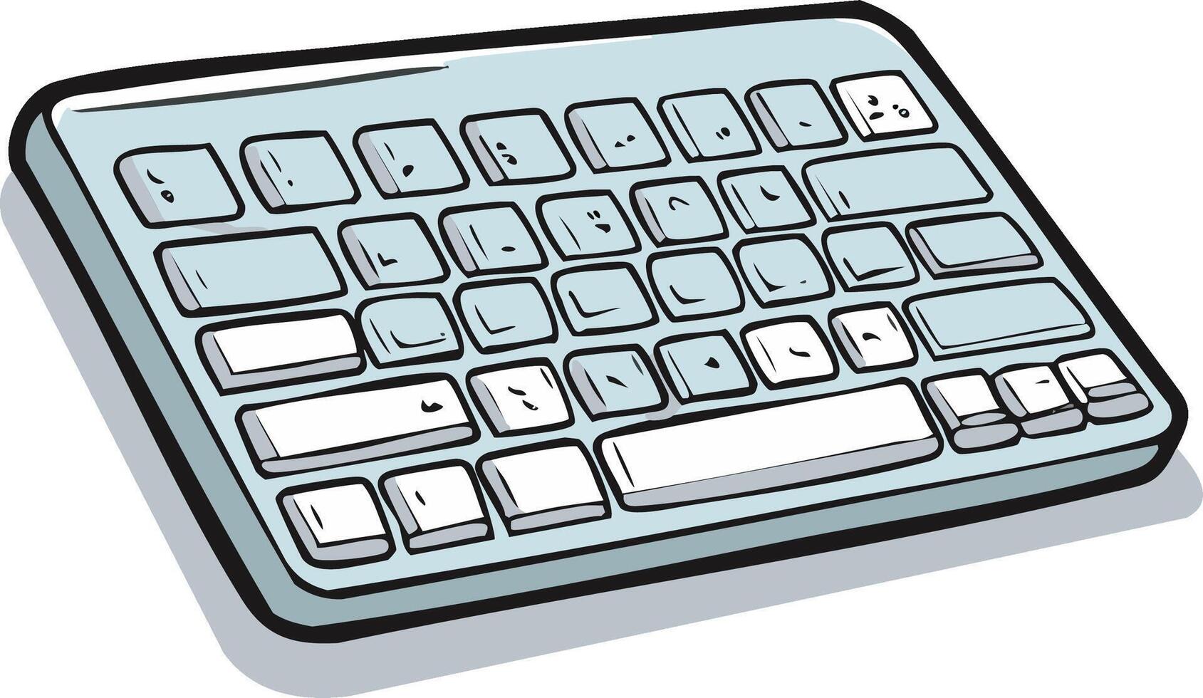 Light Blue Cartoon Style Keyboard with White Keys for Computer Input vector