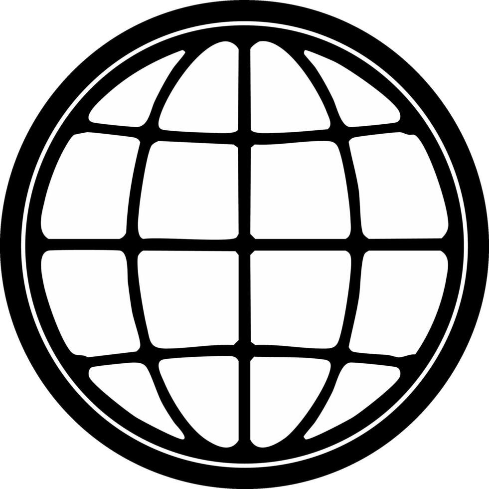 Minimalist World Globe Icon, Outline of Earth Graphic, Global Network Symbol vector