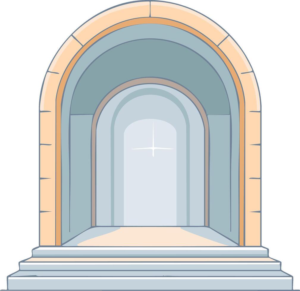 Arched Portal Gateway Steps to an Unknown Dimension or Future vector