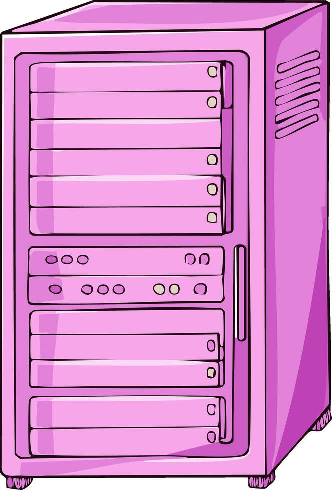 rosado computadora torre con múltiple laureles y unidades para datos almacenamiento vector