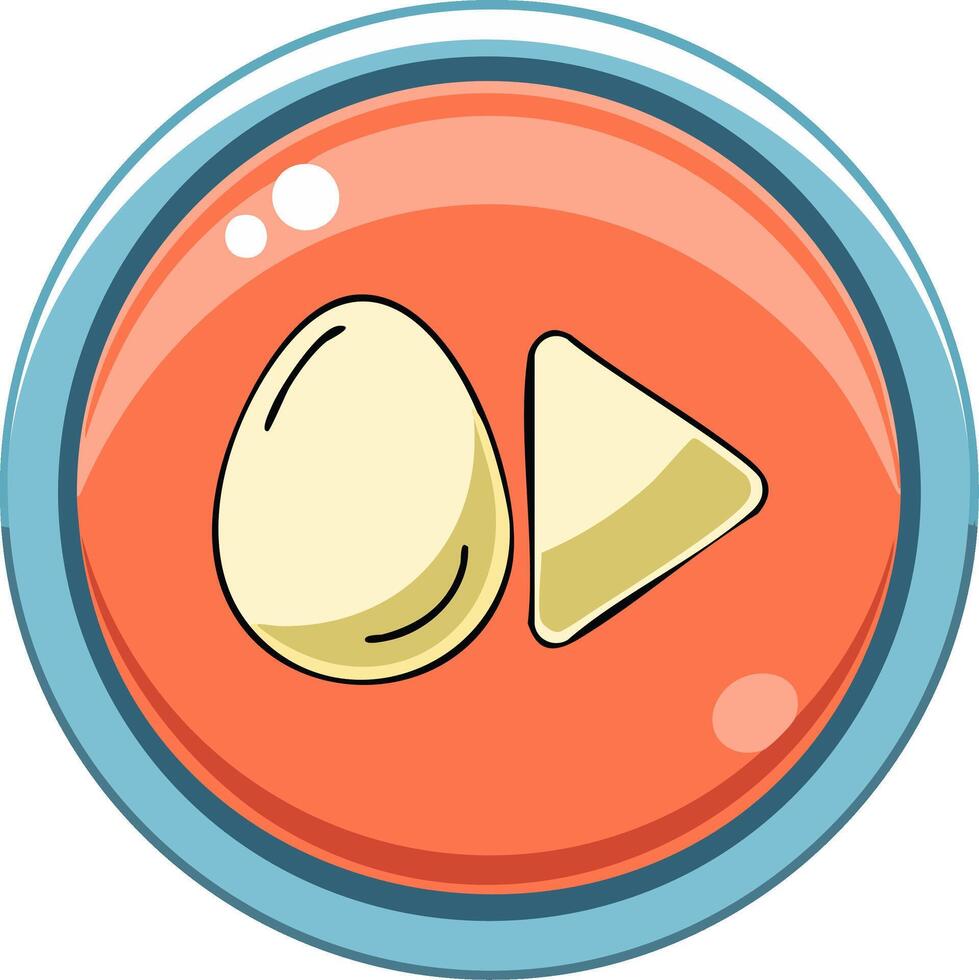 Cartoonish Glossy Orange Media Play Button with Oval and Triangle Shapes Inside vector