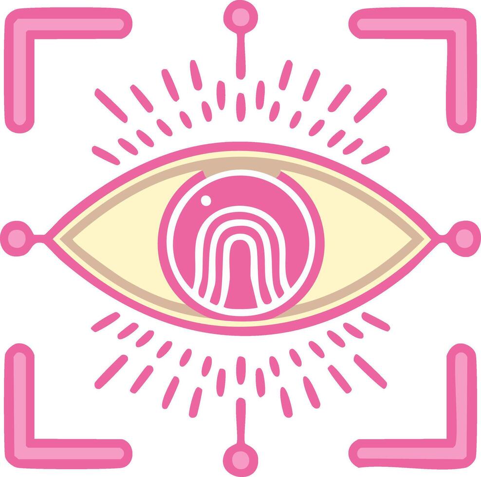Biometric eye scan with a fingerprint iris for digital identity and security concept illustration vector