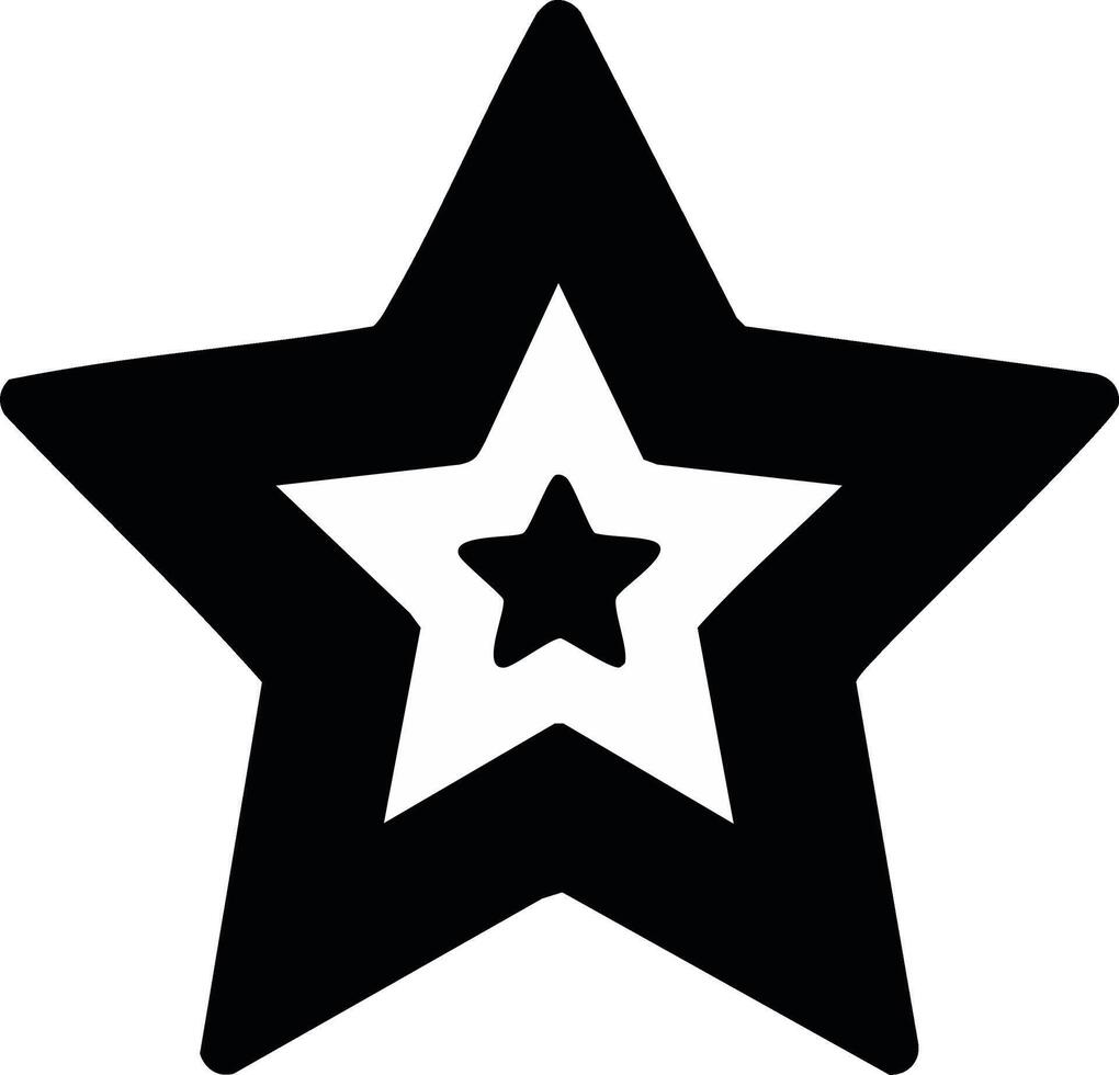 Star Shapes Nested Concentrically Black and White Simple Icon Graphic vector