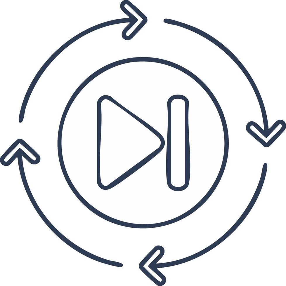 Circular Arrow Flow with Forward and Stop Icon for Process Iteration Loop vector