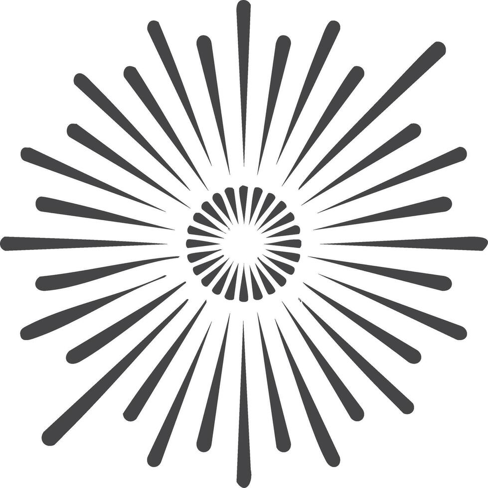 Graphic rays emanating from circular core radiating sunbeams burst symbol vector