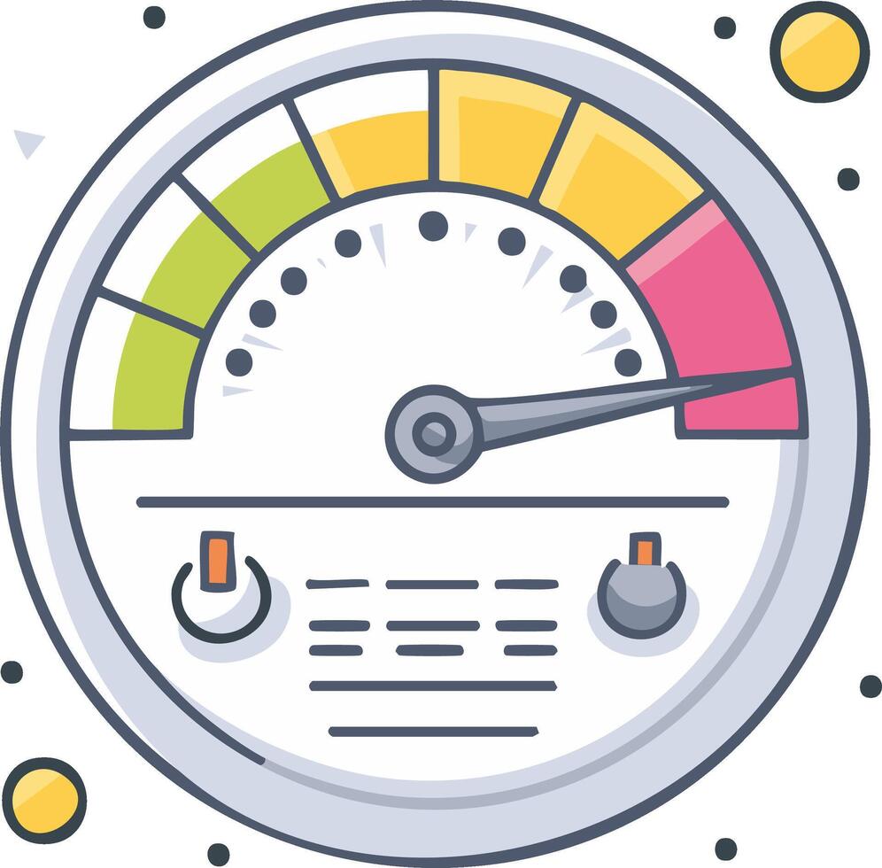 Speedometer Gauge Graphic With Pointer Nearing Danger Zone Power Indicator Speedometer Style Measurement Instrument vector
