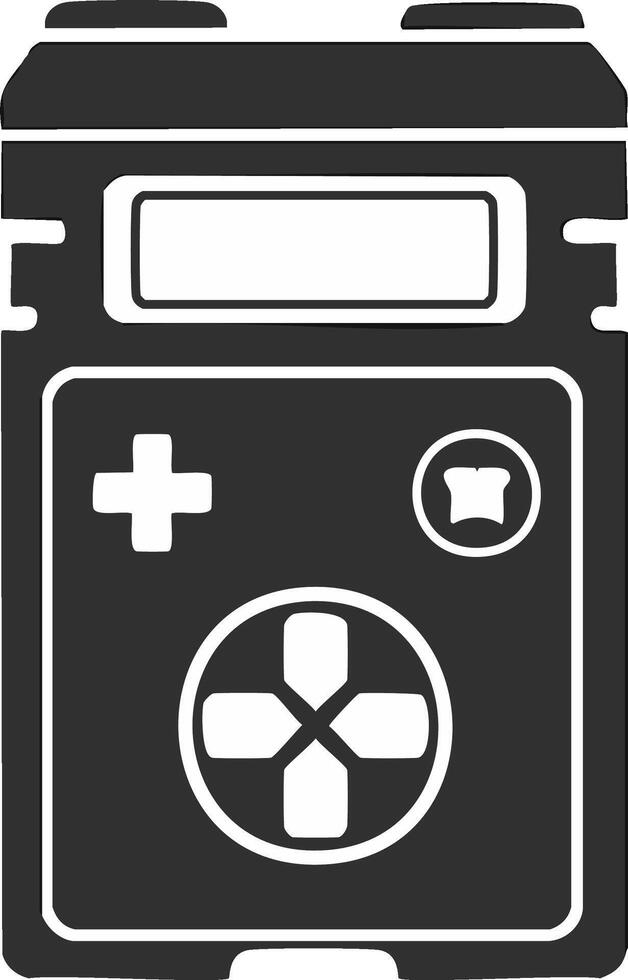 Retro handheld game console device controller icon vector
