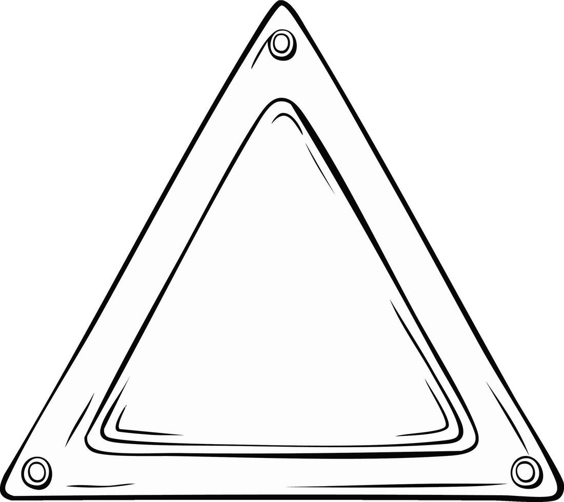 Stylized Line Drawing of Hollow Triangle Shape with Rounded Corners vector