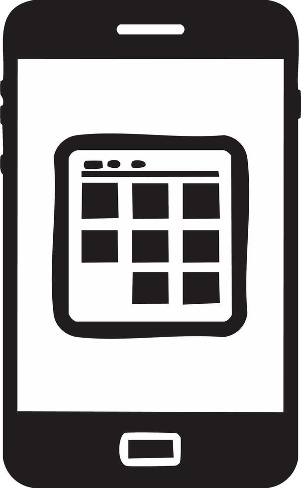 Modern smartphone displaying an application grid user interface icon vector