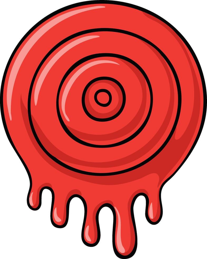 Red Circle Shape with Concentric Rings and Dripping Paint Isolated on White Background vector