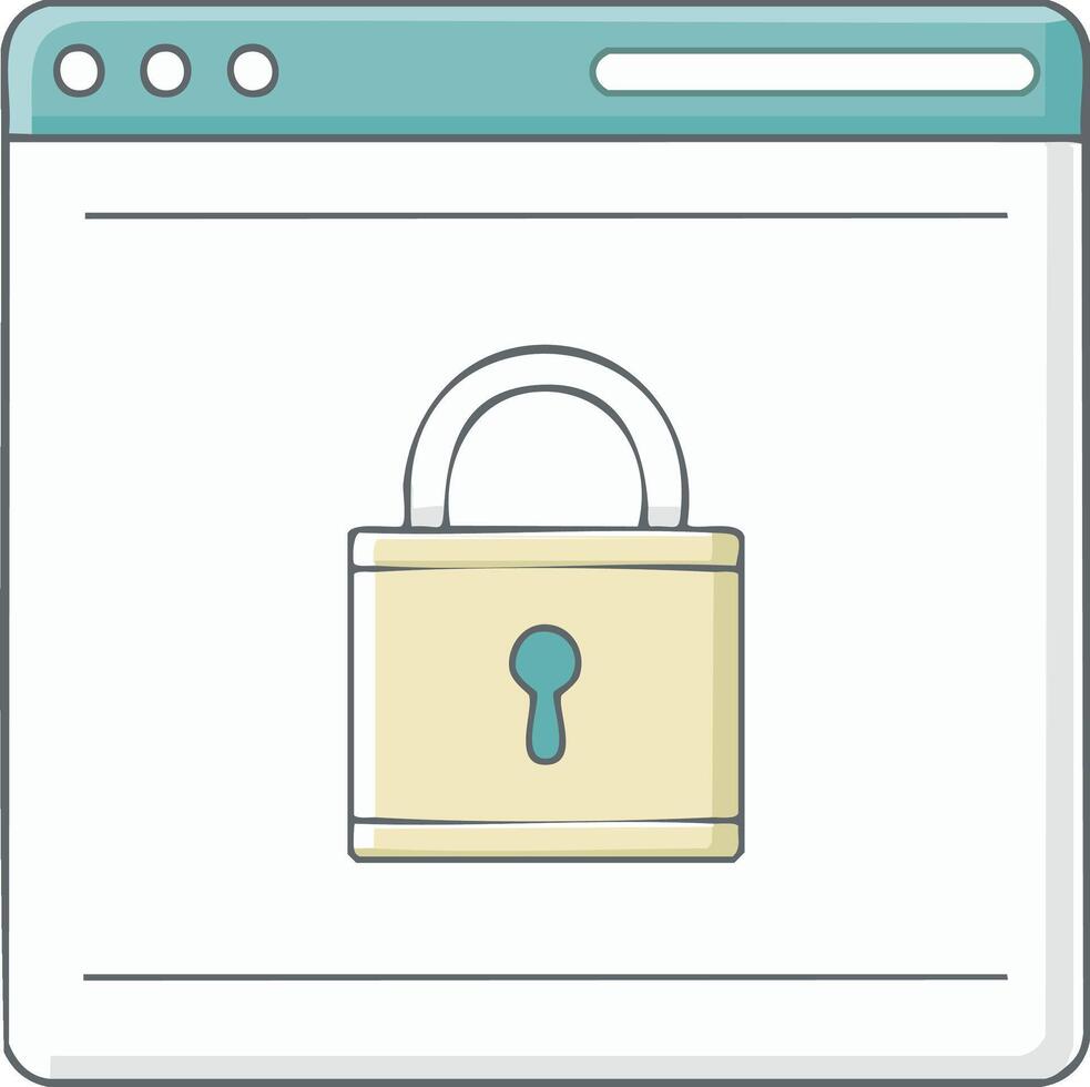 Secure browser window with padlock icon for online security and data protection illustration vector