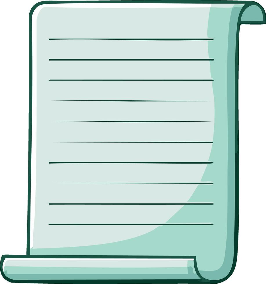 Hand drawn illustration of a blank sheet of paper with lines, perfect for notes and writing vector