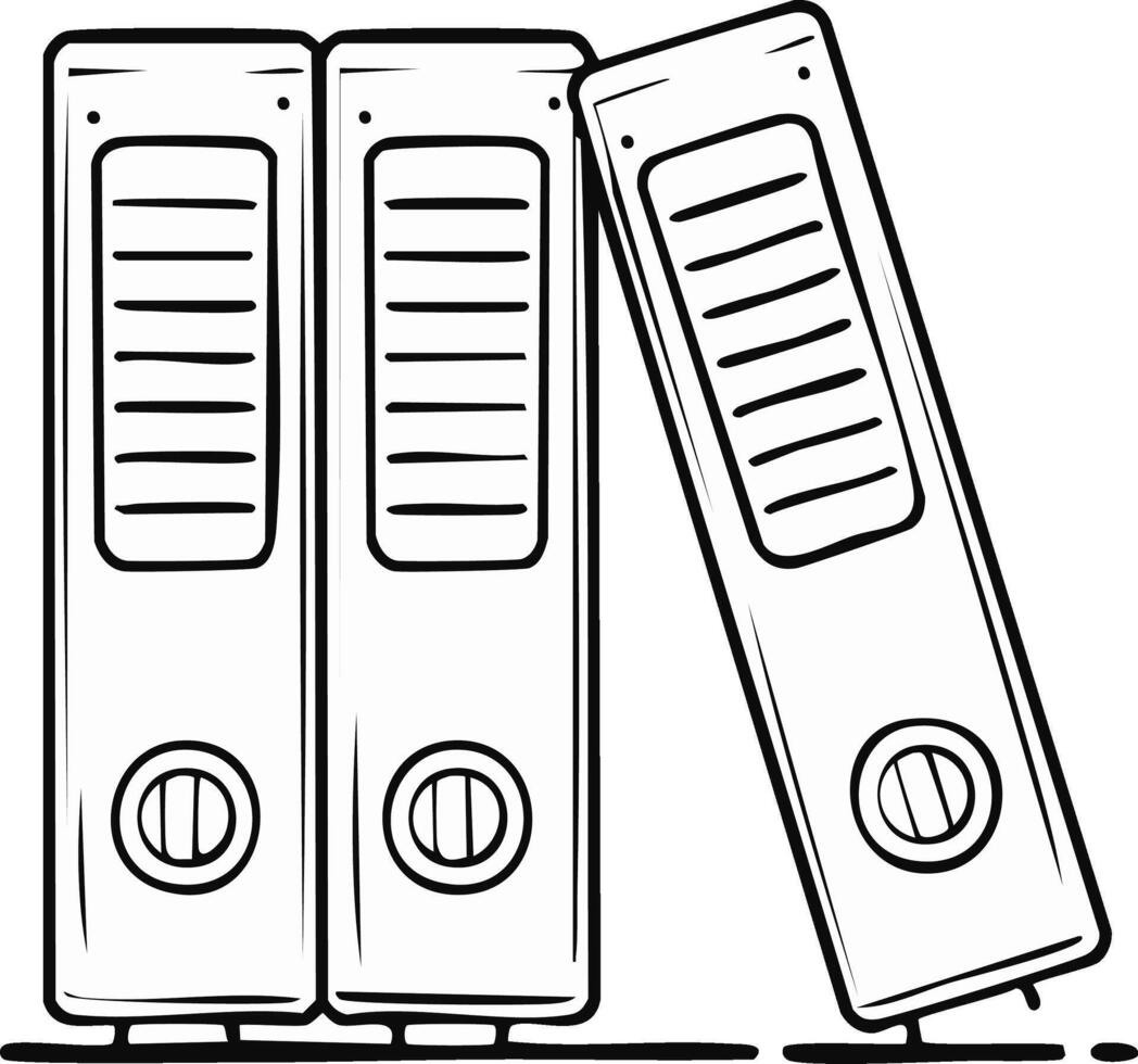 Office Organization Three Ring Binders with Paperwork File Folders for Documents and Storage vector