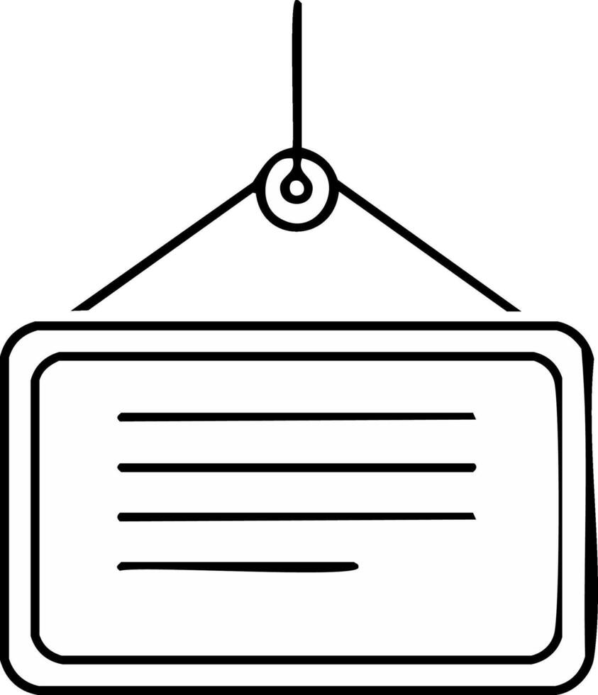 Simple Hand Drawn Sign with Horizontal Lines Hanging by a String vector