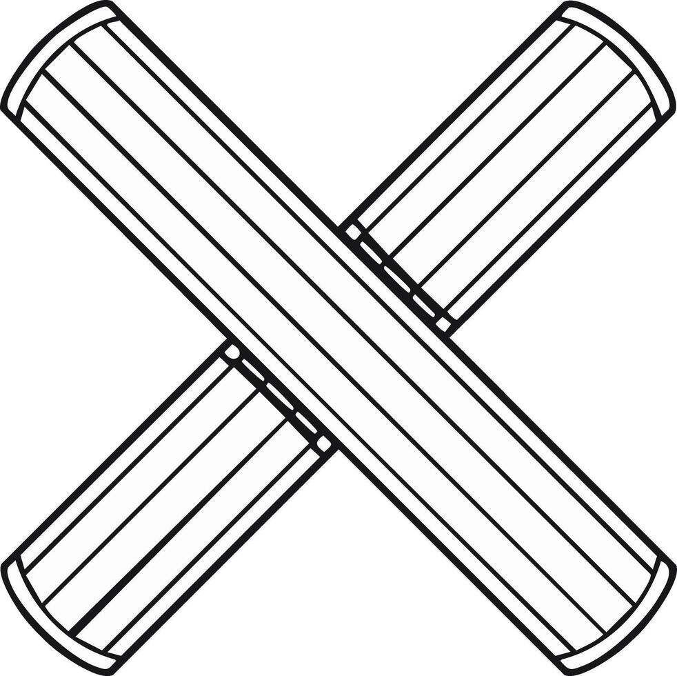 Crossed Round Wooden Beams Line Art Illustration Simple Rustic Structure X Shape Architectural Element, Plank Design vector