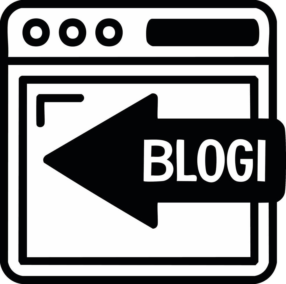 Web Browser Window with Back Arrow and Blog Indicator Black and White Icon Graphic vector