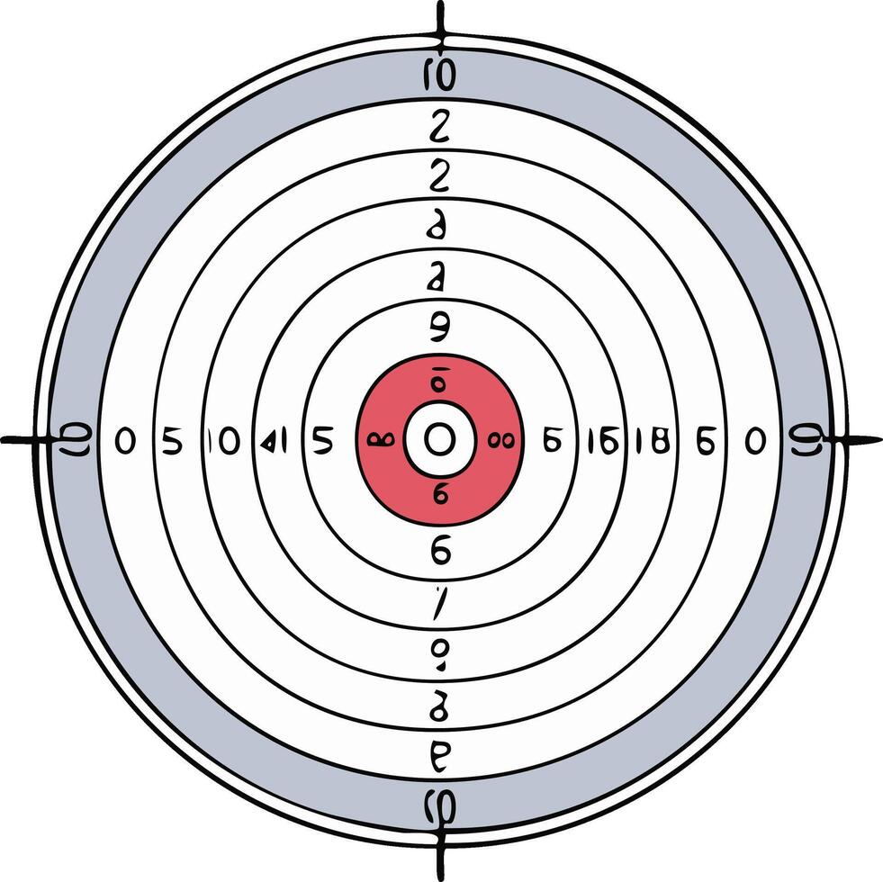 Hand Drawn Target for Archery with Concentric Rings and Scoring System vector