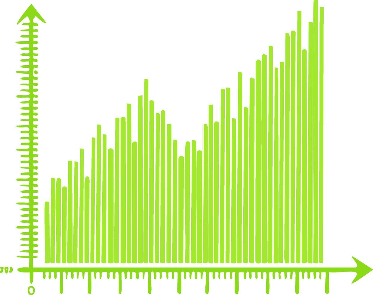 Upward trend chart showing increase with an ascending arrow for business analysis report vector