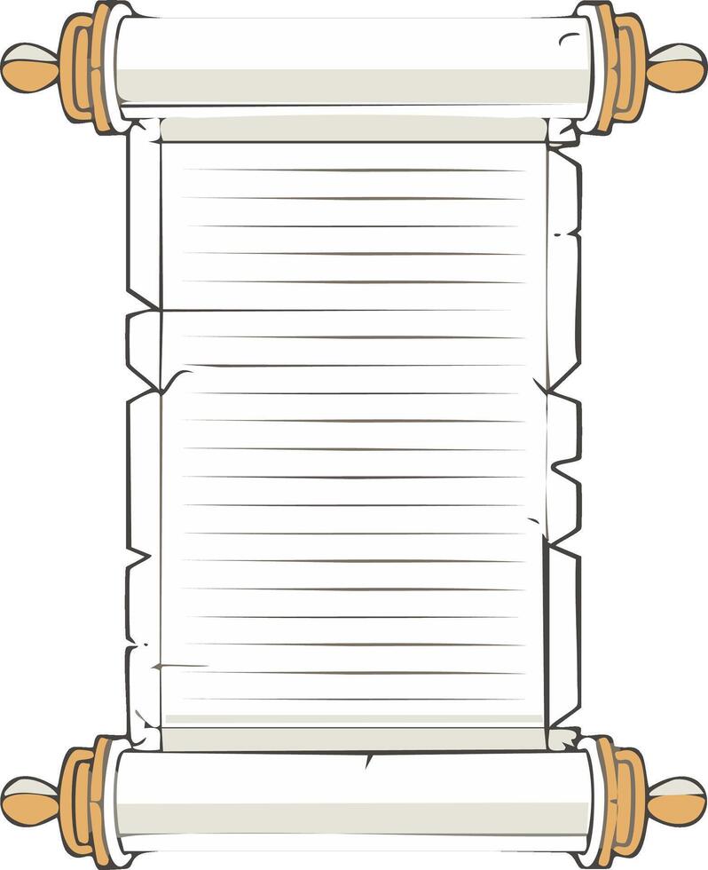 Ancient Parchment Scroll with Lined Paper and Wooden Rollers vector