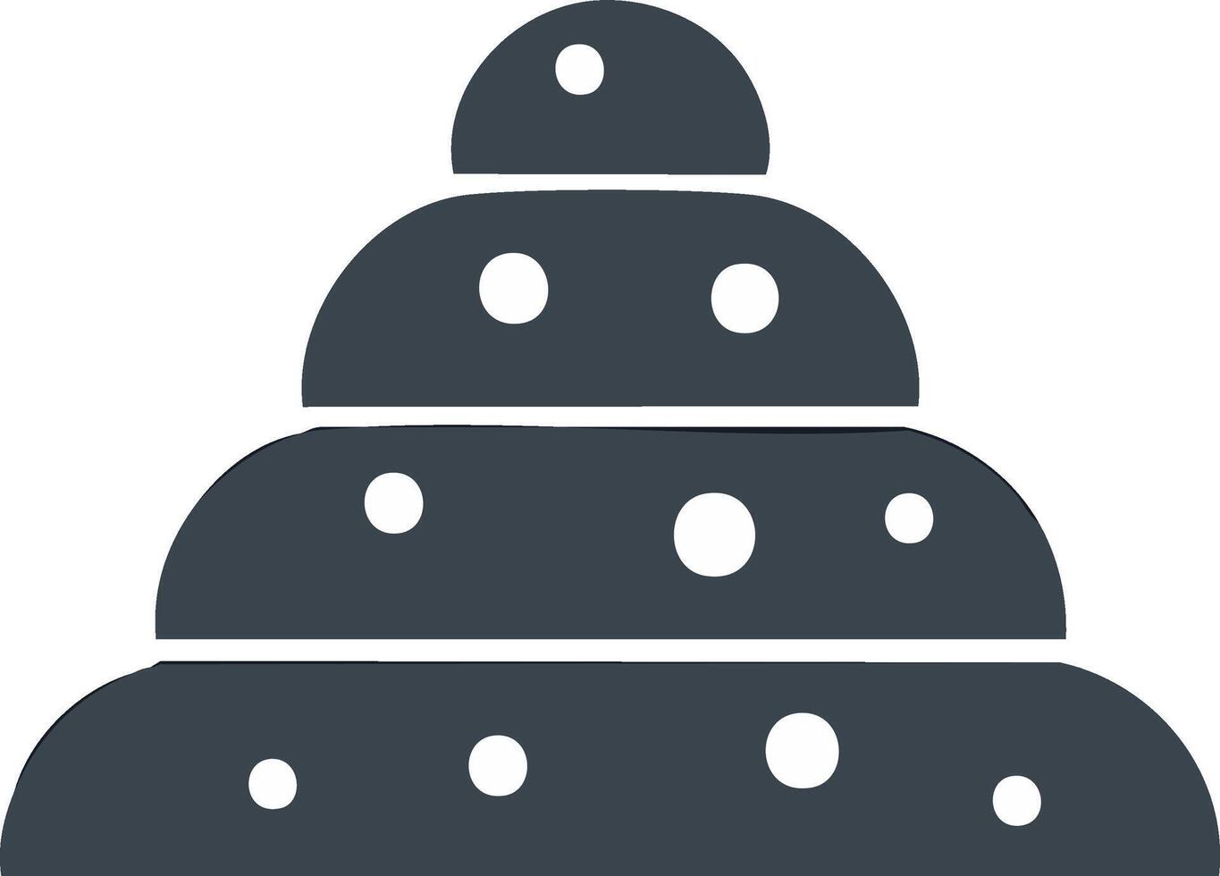 Abstract layered stack of rounded shapes with dots minimalist icon vector