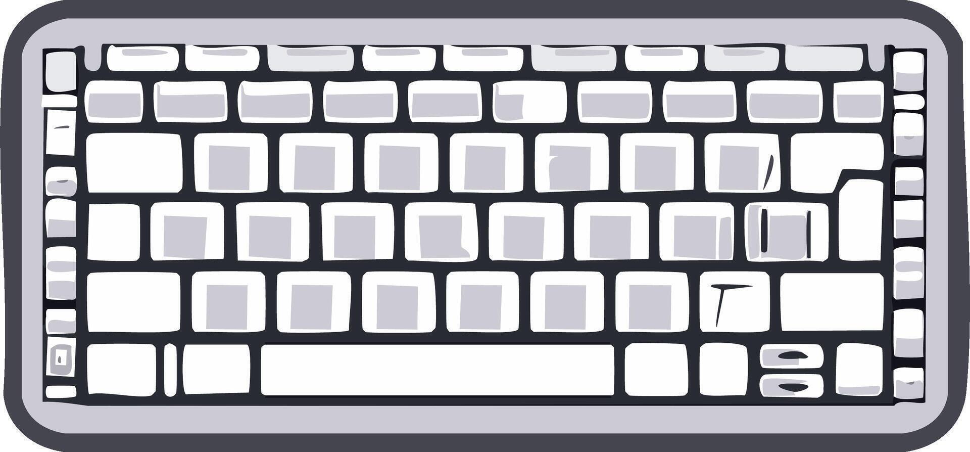 Modern flat design keyboard with blank white keys and grey frame vector