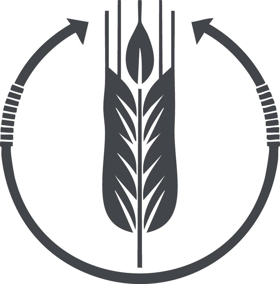 Symbol of wheat stalk with circular arrows indicating cycle or process vector